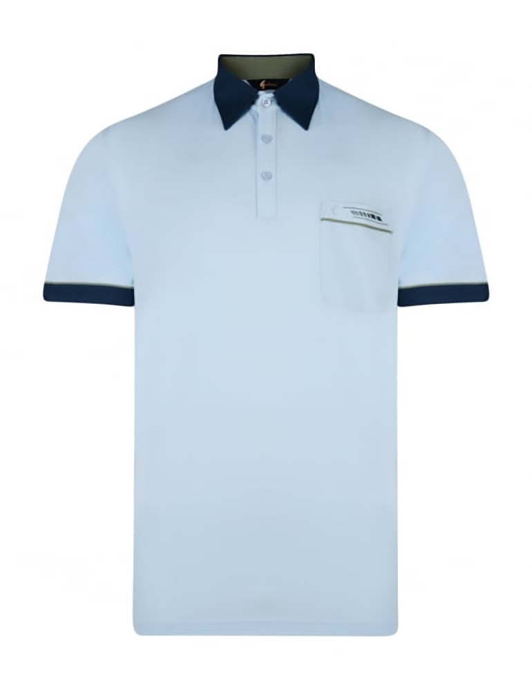 Plain polo shirt with contrasting collar and piping by Gabicci at Westaway and Westaway